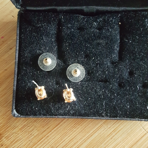 ROSE GOLD Tone Amber CZ Studs (Criss-Cross) sold on title - Picture 4 of 6